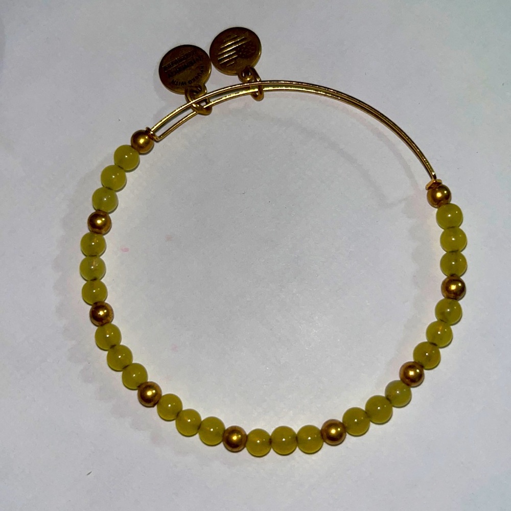 Yellow beaded Alex and Ani adjustable bangle
